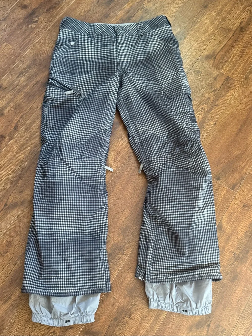 Burton Men's Black & White Gingham Snowboarding Snow Ski Pants Medium